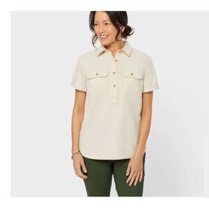 Duluth Trading Company COOLMAX Chambray Short Sleeve Shirt Size XL